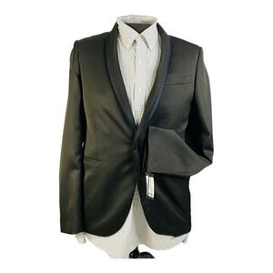 NWT Joseph Abboud Black Wool Ctn Silk Single Button Double Vent Tuxedo Blazer 38